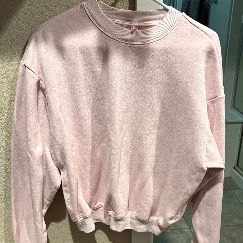 SKIMS Pink Crew Neck Sweater cotton fleece